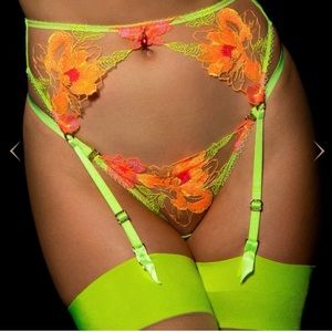 Honey Birdette Christine Neon Yellow Garter Belt (S) - RESERVED.